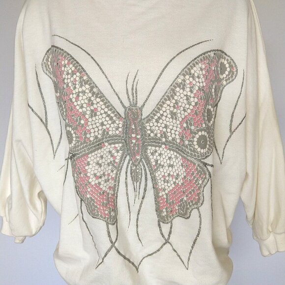 Vintage 80's Scarab San Francisco Butterfly Print Sweatshirt Size M Dolman Slv - Picture 5 of 9